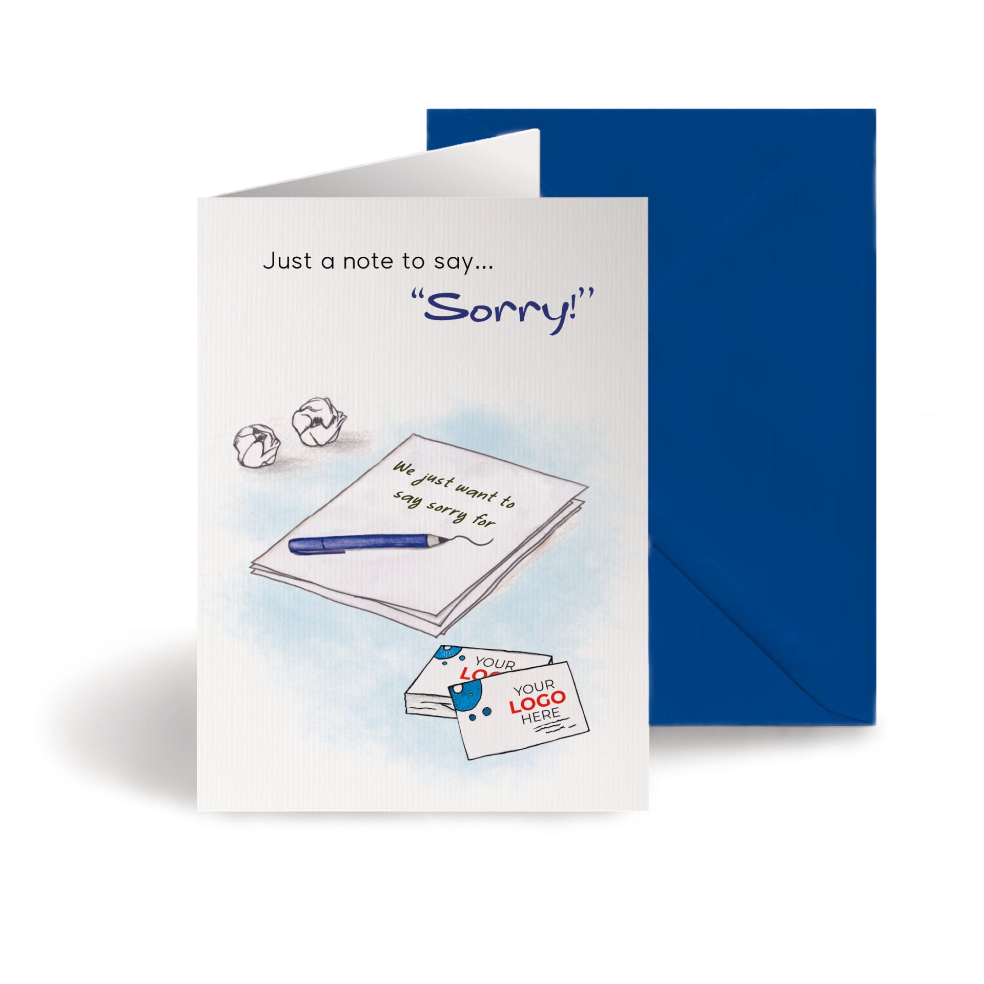 ‘Note & Business Cards’ Personalised Corporate Branded Sorry Greeting Cards image 0