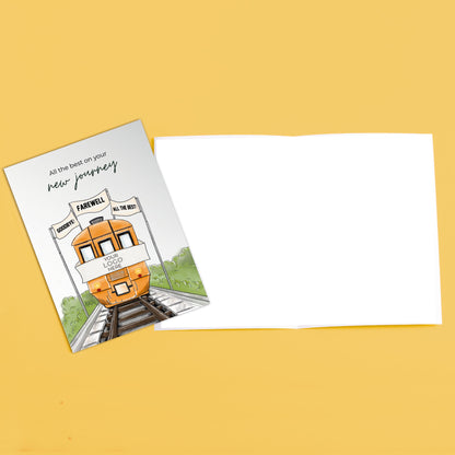 ‘Train Leaving Station’ Personalised Corporate Branded Leaving Greeting Cards image 3
