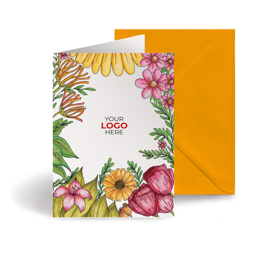 ‘Floral Garden’ Personalised Corporate Branded Open Greeting Cards image 0