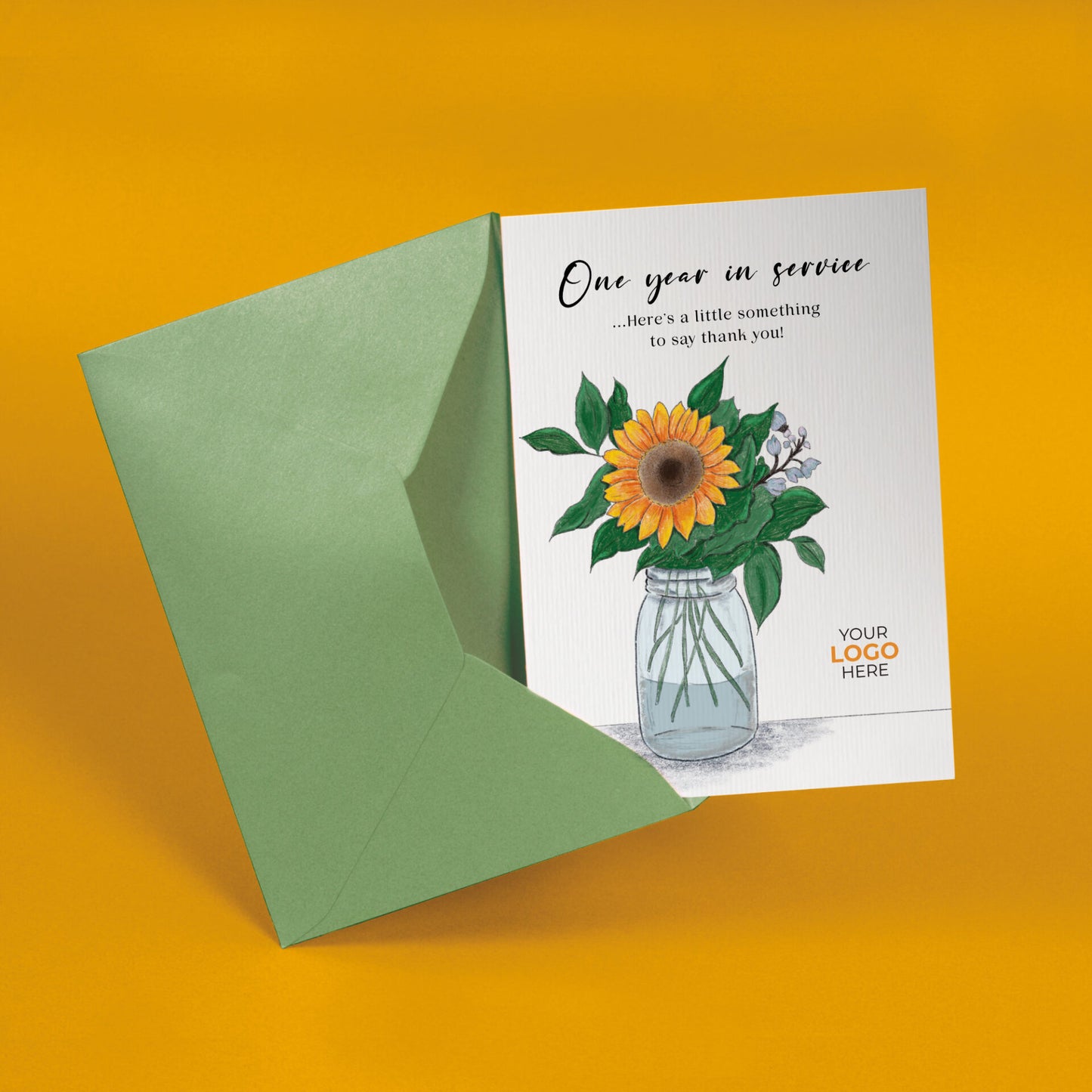 ‘Sunflower’ Personalised Corporate Branded Staff Appreciation Greeting Cards image 2