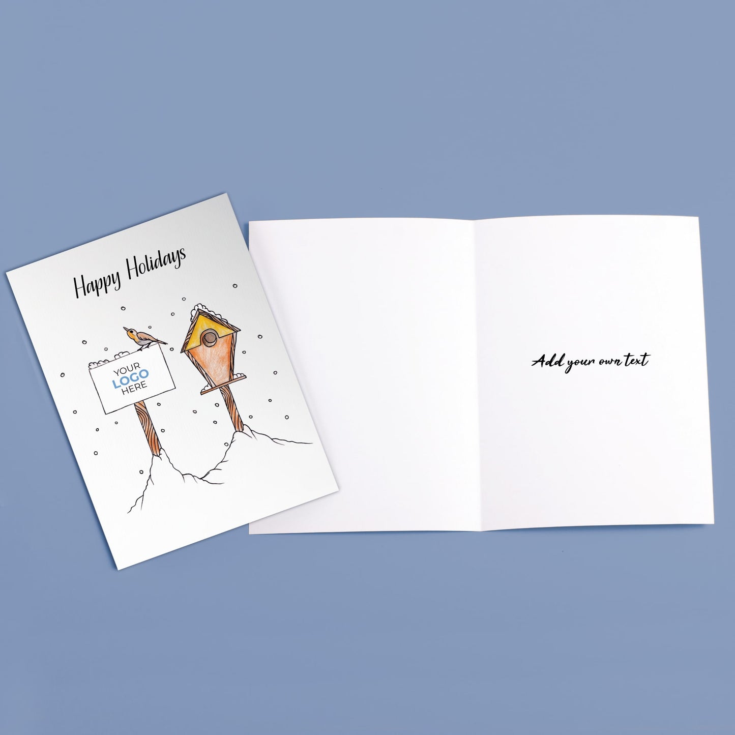 ‘Birds on Post’ Personalised Corporate Branded Property Greeting Cards image 3