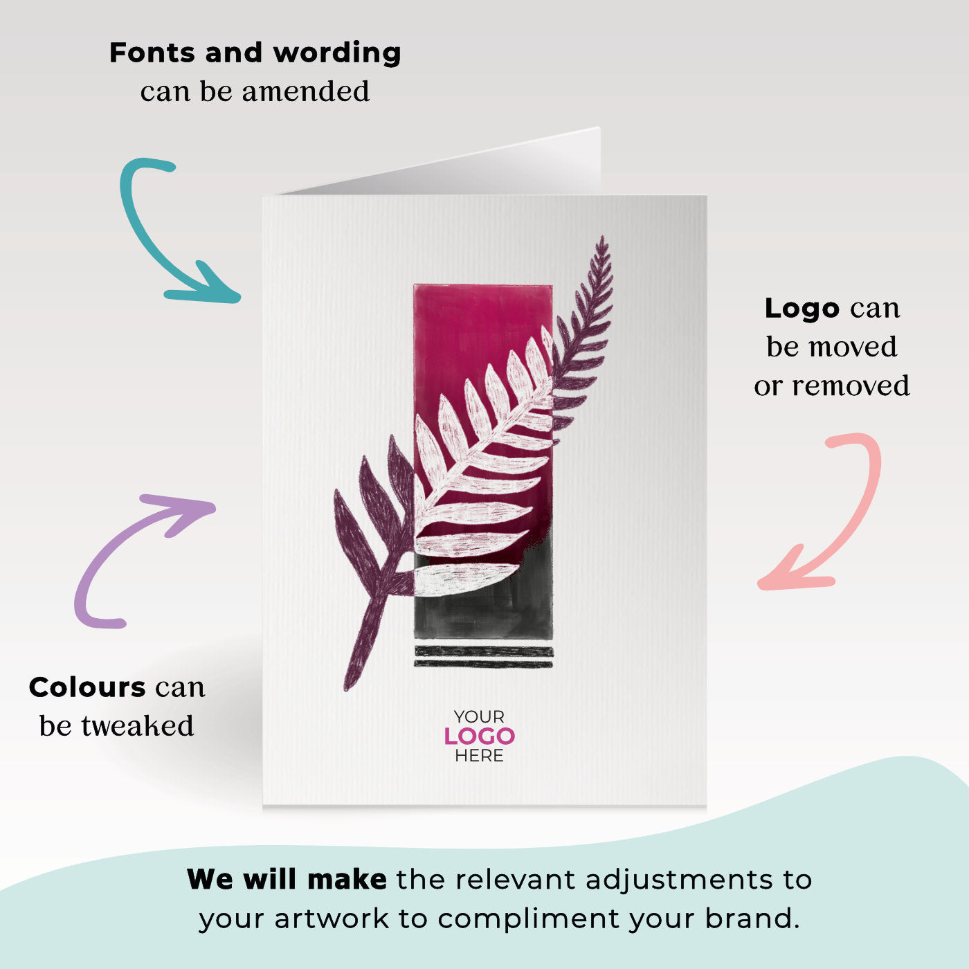 ‘Single Leaf' Personalised Corporate Branded Floral Greeting Cards image 1