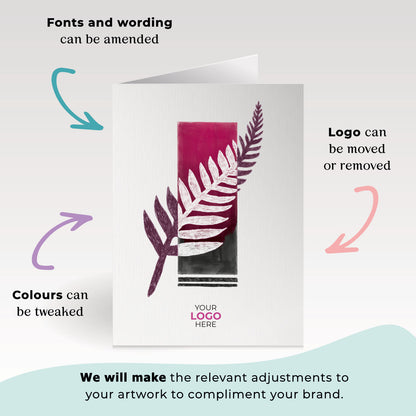 ‘Single Leaf' Personalised Corporate Branded Floral Greeting Cards image 1