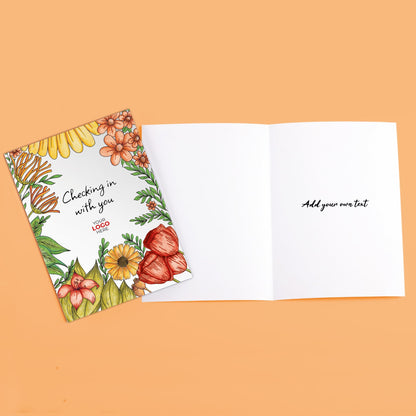 ‘Floral Garden’ Personalised Corporate Branded Checking In Greeting Cards image 2