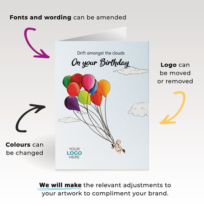 ‘Hats Off Flying High’ Personalised Corporate Branded Birthday Greeting Cards image 1