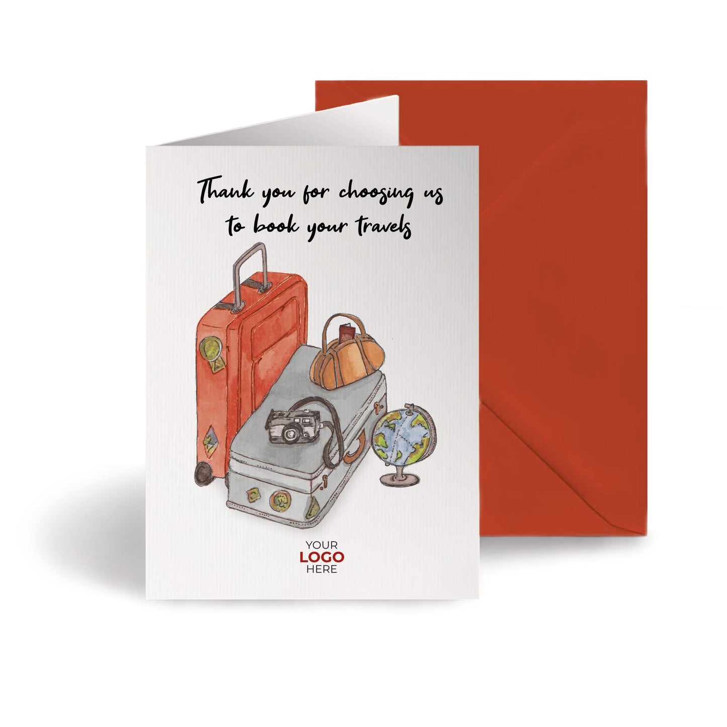 ‘Suitcases‘ Personalised Corporate Branded Travel Greeting Cards image 0