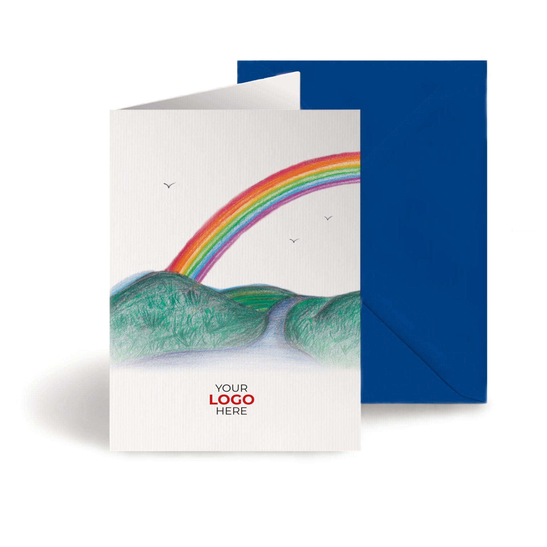 ‘Rainbow’ Personalised Corporate Branded Open Greeting Cards image 0