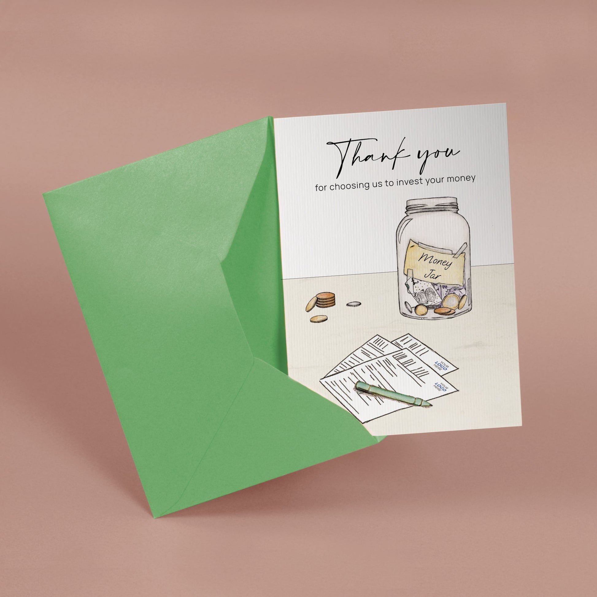 ‘Money Jar & Note’ Personalised Corporate Branded Financial Greeting Cards image 3