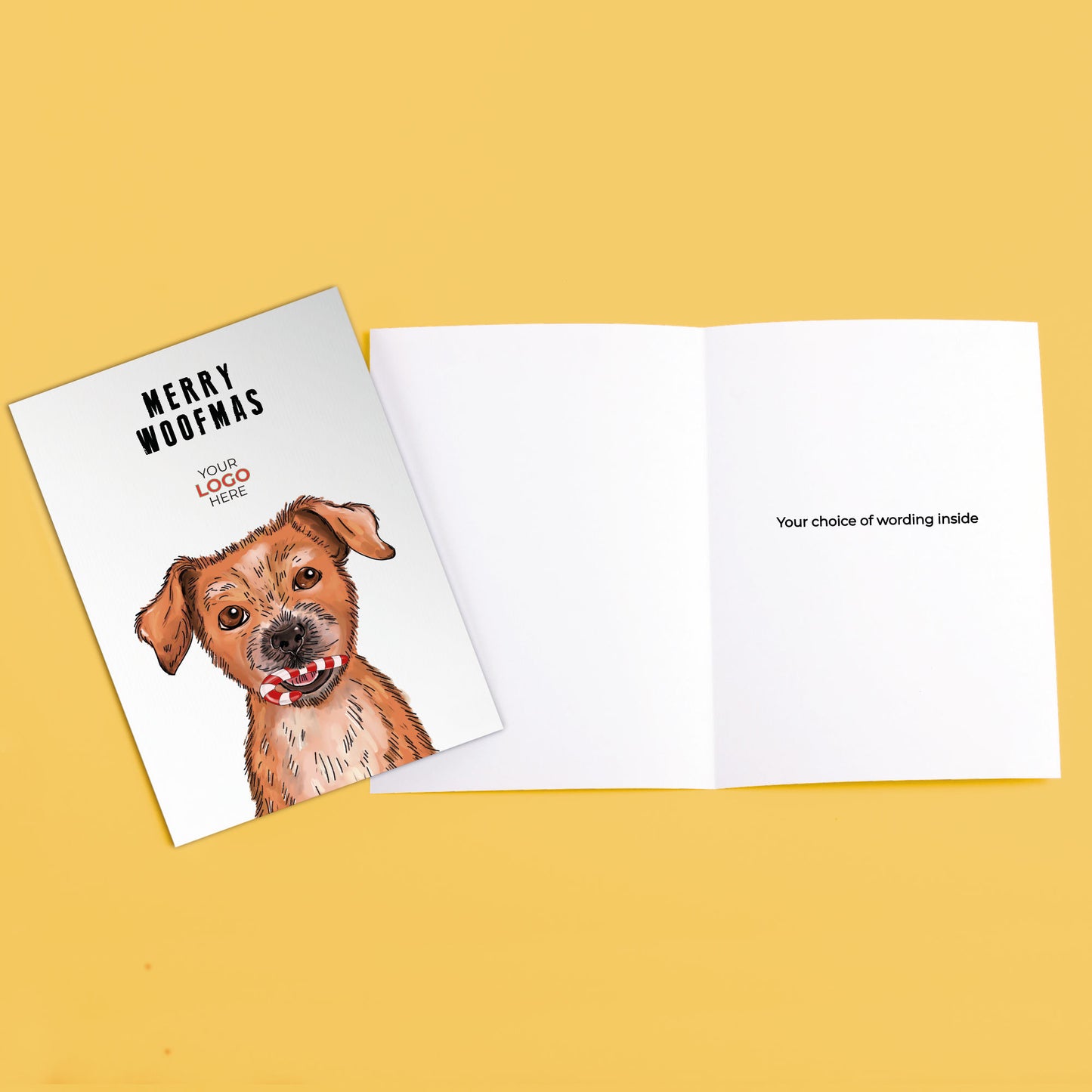 ‘Dog & Candy Cane' Personalised Company Christmas Cards image 3