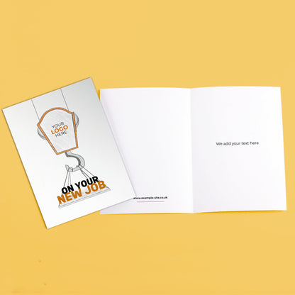 ‘Crane Lifting New Job’ Personalised Corporate Branded New Job Greeting Cards image 3