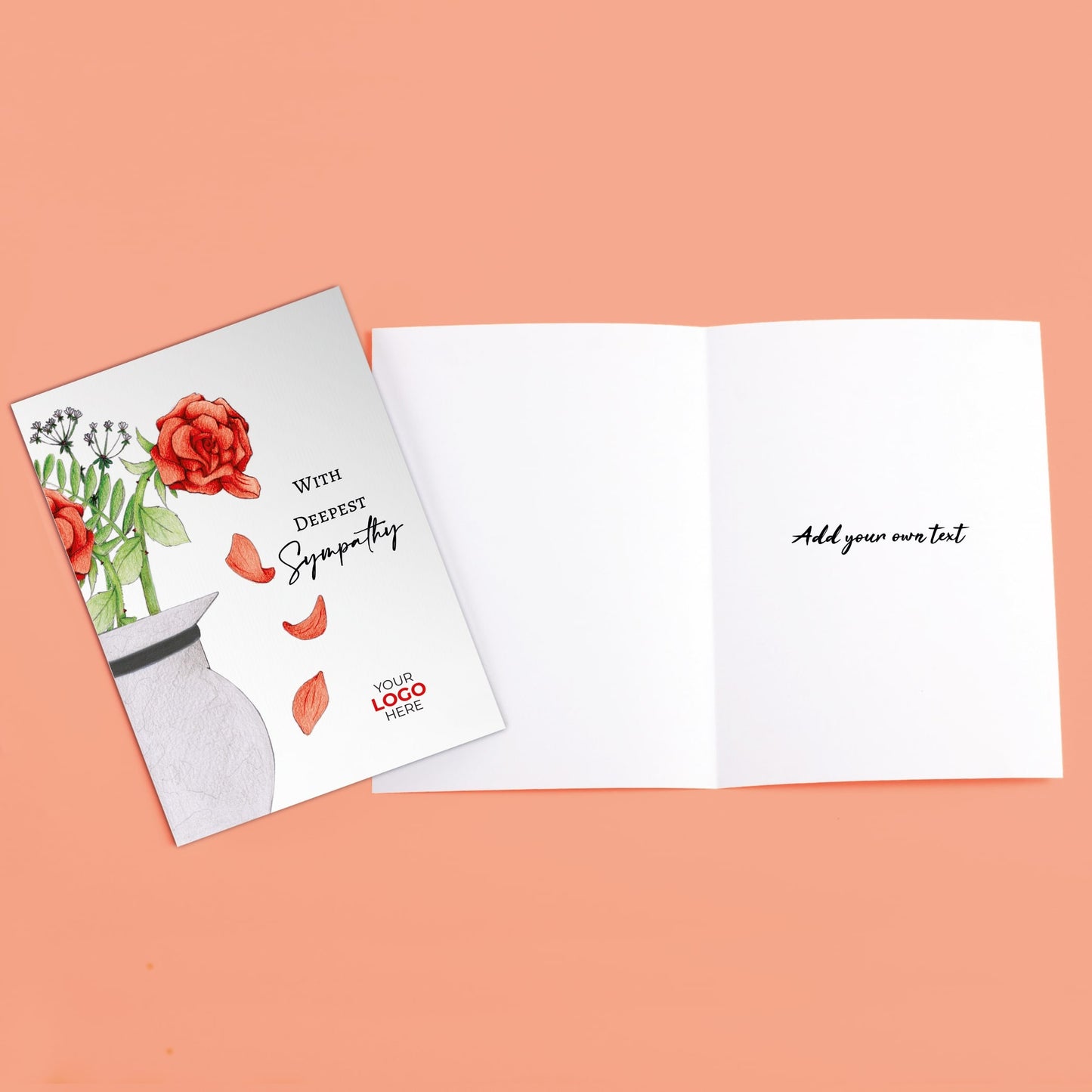 ‘Falling Petals’ Personalised Corporate Branded Health Care Greeting Cards image 3