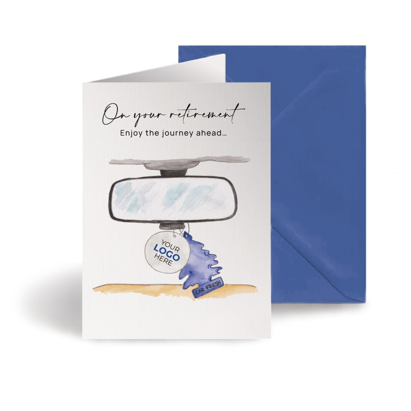 ‘Rearview Mirror’ Personalised Corporate Branded Retirement Greeting Cards image 0
