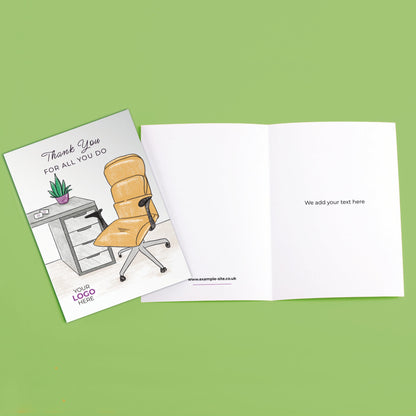 Office Chair & Desk’ Personalised Corporate Branded Staff Appreciation Greeting Cards image 3