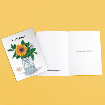 ‘Sunflower’ Personalised Corporate Branded Welcome Greeting Cards image 3
