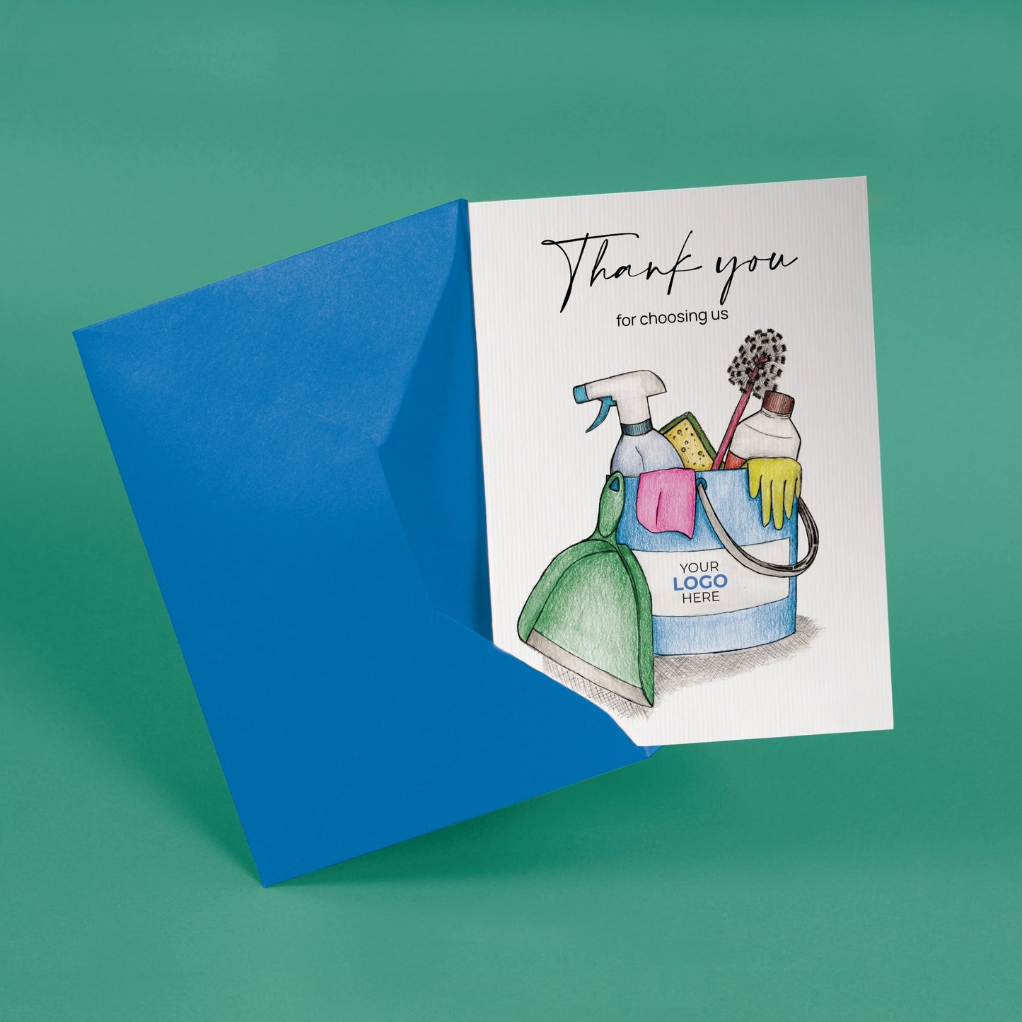 ‘Cleaning Bucket’ Personalised Corporate Branded Cleaning Industry Greeting Cards image 2
