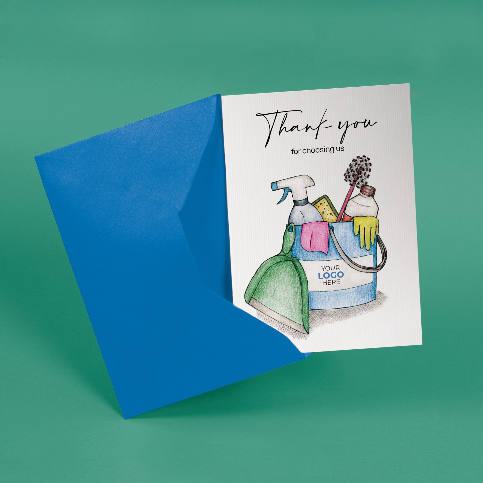 ‘Cleaning Bucket’ Personalised Corporate Branded Cleaning Industry Greeting Cards image 2