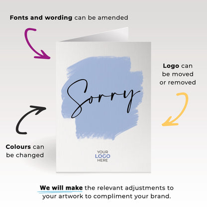 ‘Coloured Swipe’ Personalised Corporate Branded Sorry Greeting Cards image 1