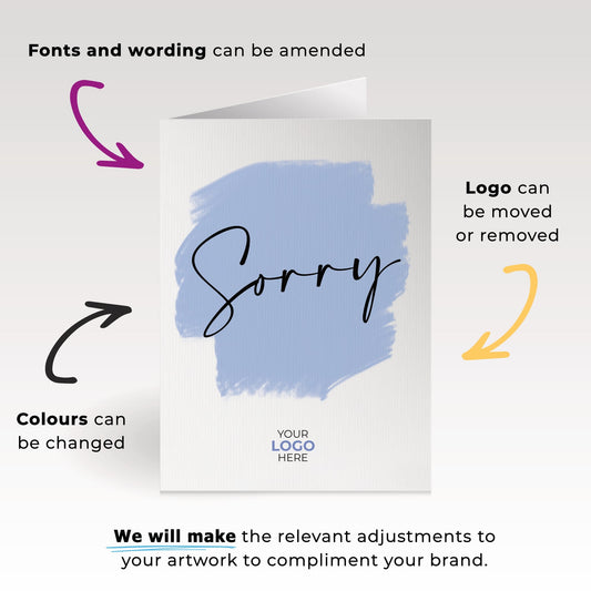 ‘Coloured Swipe’ Personalised Corporate Branded Sorry Greeting Cards image 1
