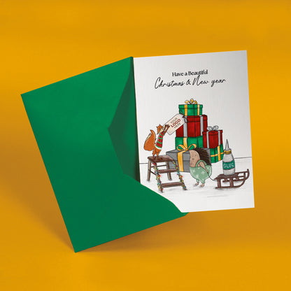‘Stacking Gifts' Personalised Company Christmas Cards image 1