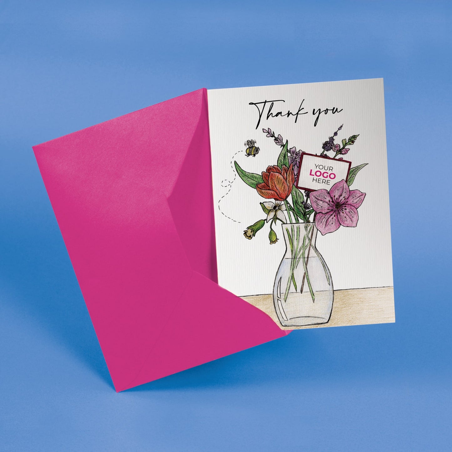 ‘Vase of Flowers’ Personalised Corporate Branded Floral Greeting Cards image 2
