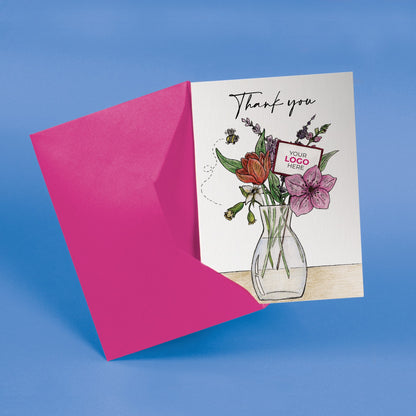 ‘Vase of Flowers’ Personalised Corporate Branded Floral Greeting Cards image 2