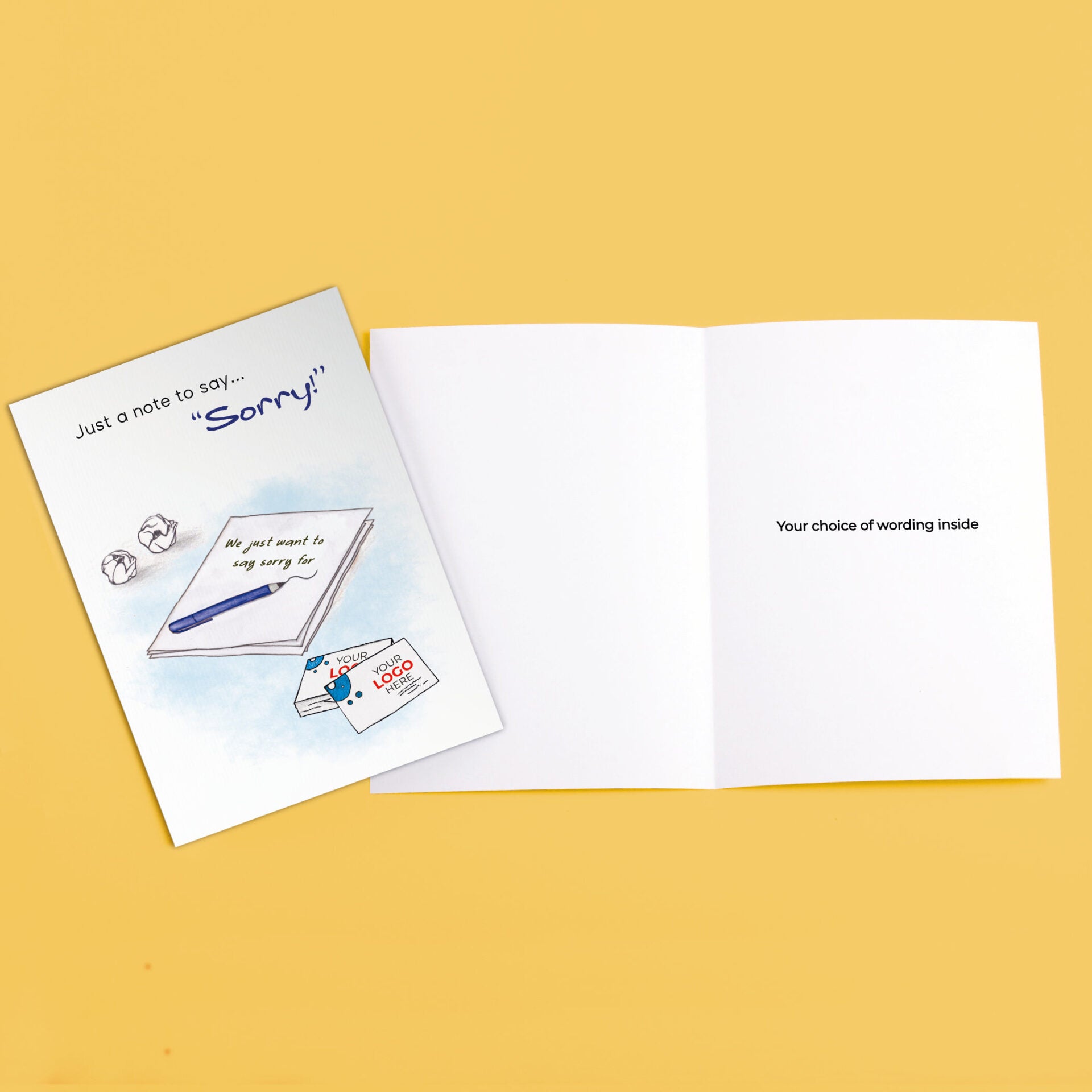 ‘Note & Business Cards’ Personalised Corporate Branded Sorry Greeting Cards image 6