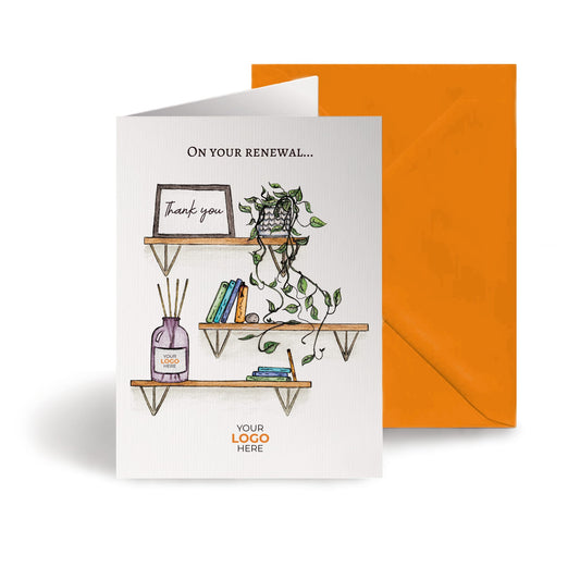 ‘Shelves’ Personalised Corporate Branded Renewal Greeting Cards image 0