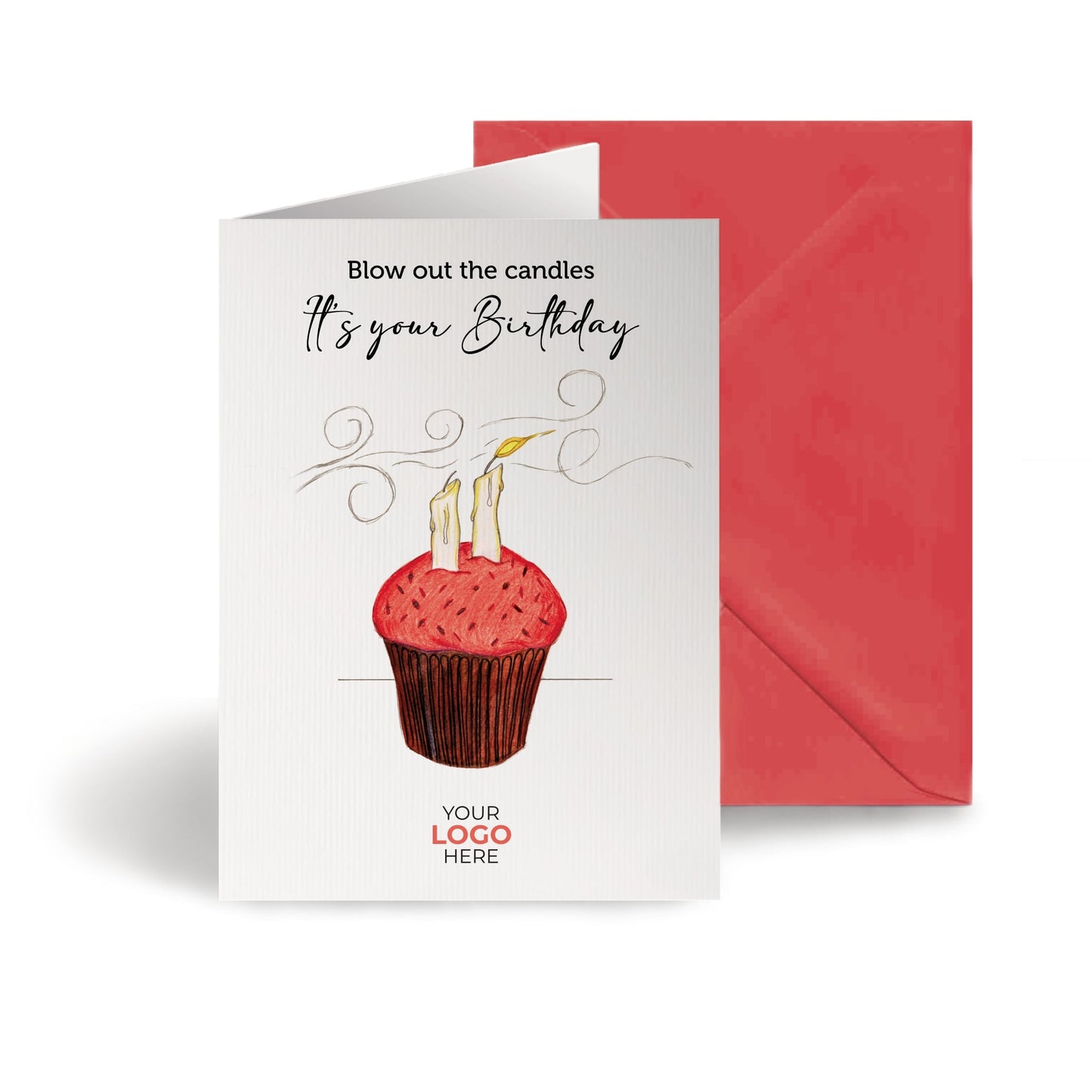 ‘Blowing Candles’ Personalised Corporate Branded Birthday Greeting Cards image 0