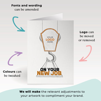 ‘Crane Lifting New Job’ Personalised Corporate Branded New Job Greeting Cards image 1