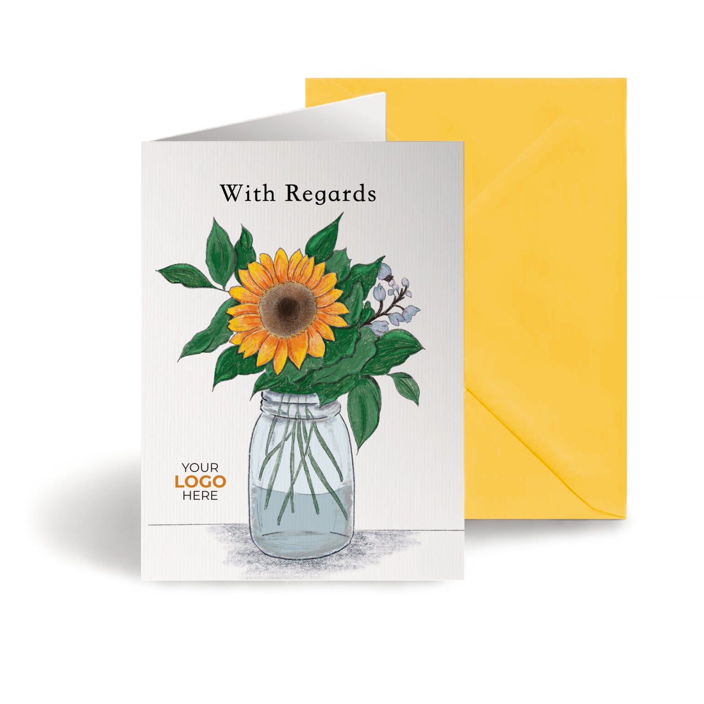 ‘Sunflower' Personalised Corporate Branded Open Greeting Cards image 0