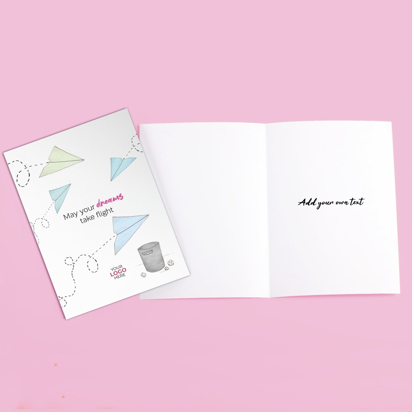 ‘Paper Plane’ Personalised Corporate Branded Coaching Greeting Cards image 3