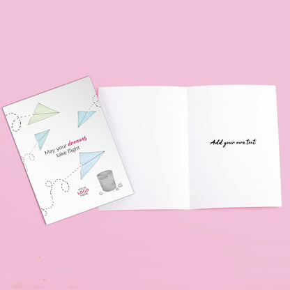 ‘Paper Plane’ Personalised Corporate Branded Coaching Greeting Cards image 3