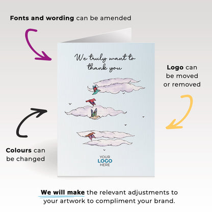 ‘Birds in Clouds’ Business Thank You Cards image 1