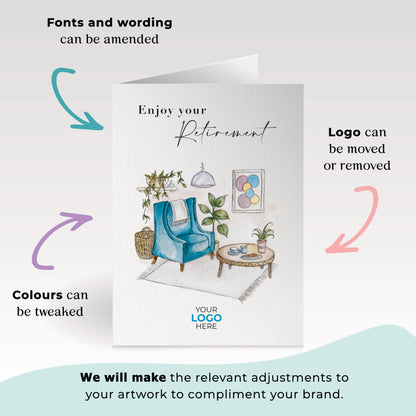 Cosy Living Room’ Personalised Corporate Branded Retirement Greeting Cards image 1