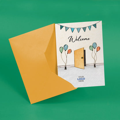 ‘Balloons Door’ Personalised Corporate Branded Welcome Greeting Cards image 2
