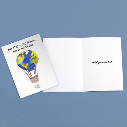 ‘Hot Air Balloon’ Personalised Corporate Branded Travel Greeting Cards image 2