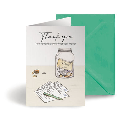‘Money Jar & Note’ Personalised Corporate Branded Financial Greeting Cards image 0