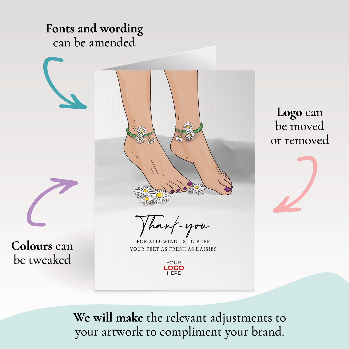 ‘Feet with Daisies’ Business Thank You Cards image 2