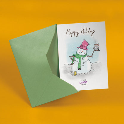Snowman with Cocoa' Branded Christmas Cards image 2