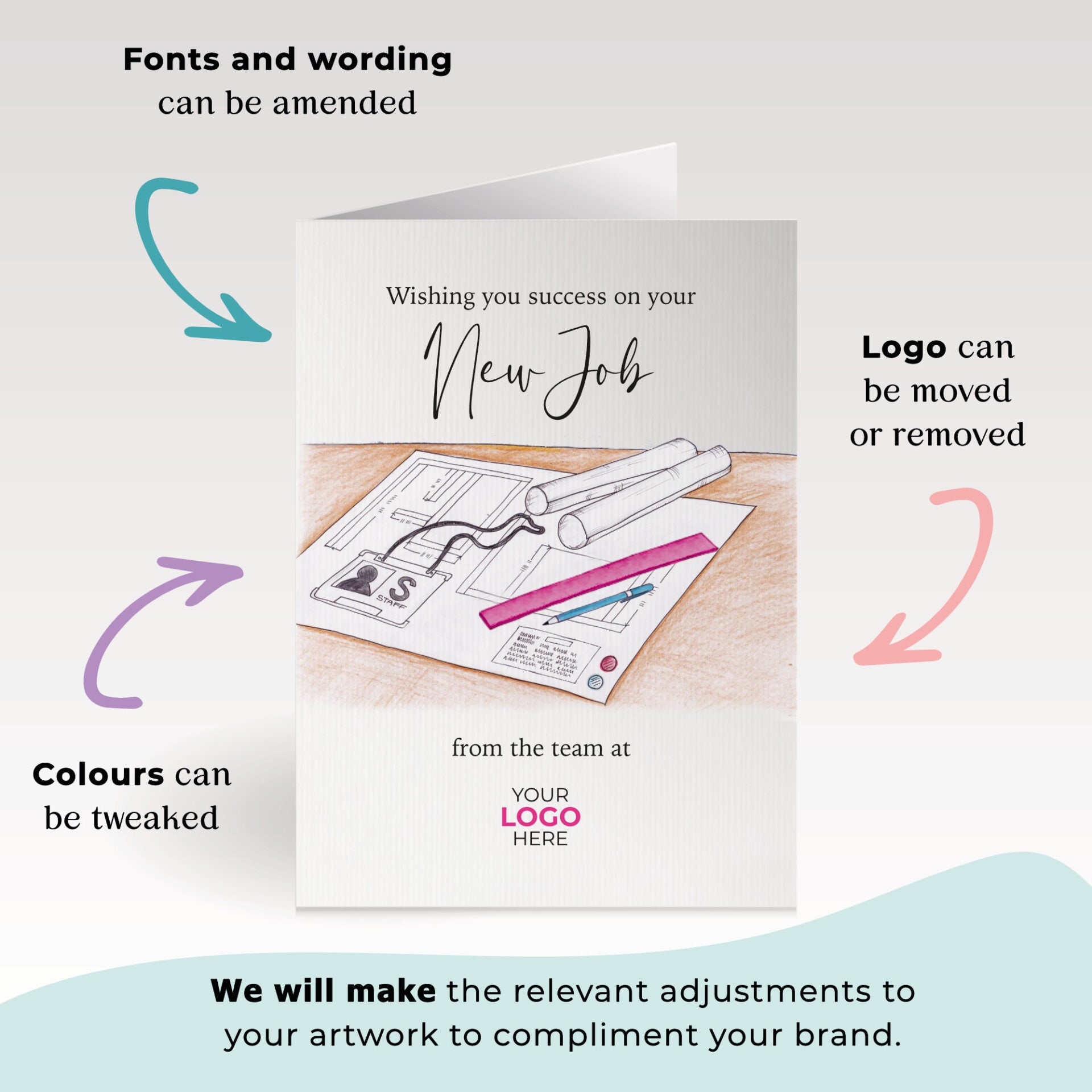 Design Engineer Plans’ Personalised Corporate Branded New Job Greeting Cards image 1