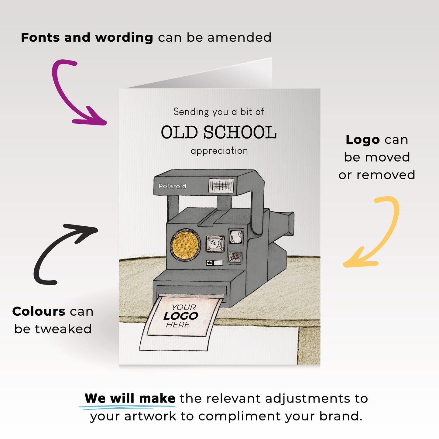 ‘Polaroid’ Personalised Corporate Branded Creative Industries Greeting Cards image 1