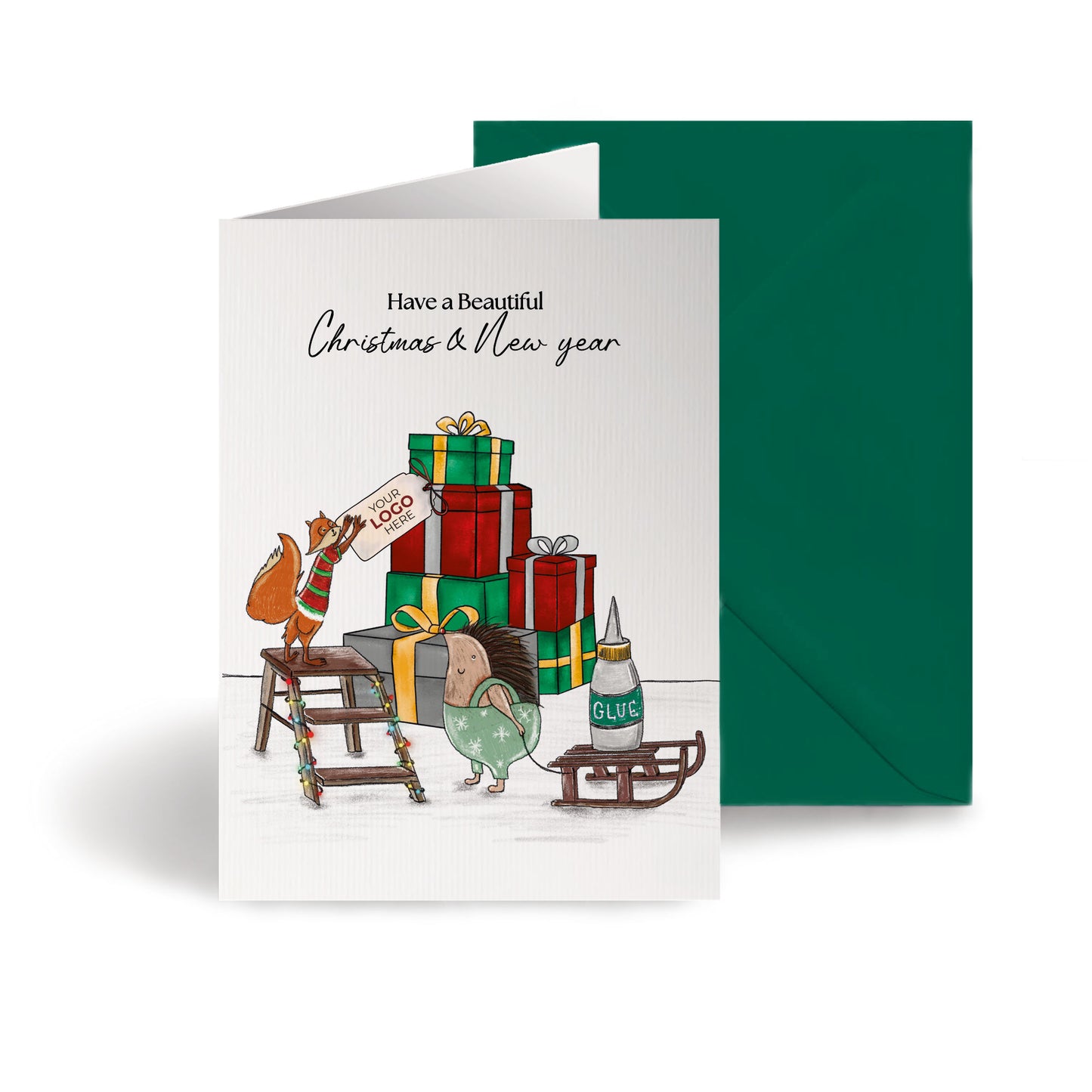 ‘Stacking Gifts' Personalised Company Christmas Cards image 0