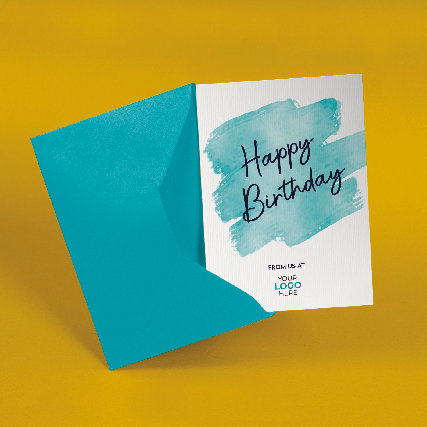 ‘Coloured Swipe’ Personalised Corporate Branded Birthday Greeting Cards image 2