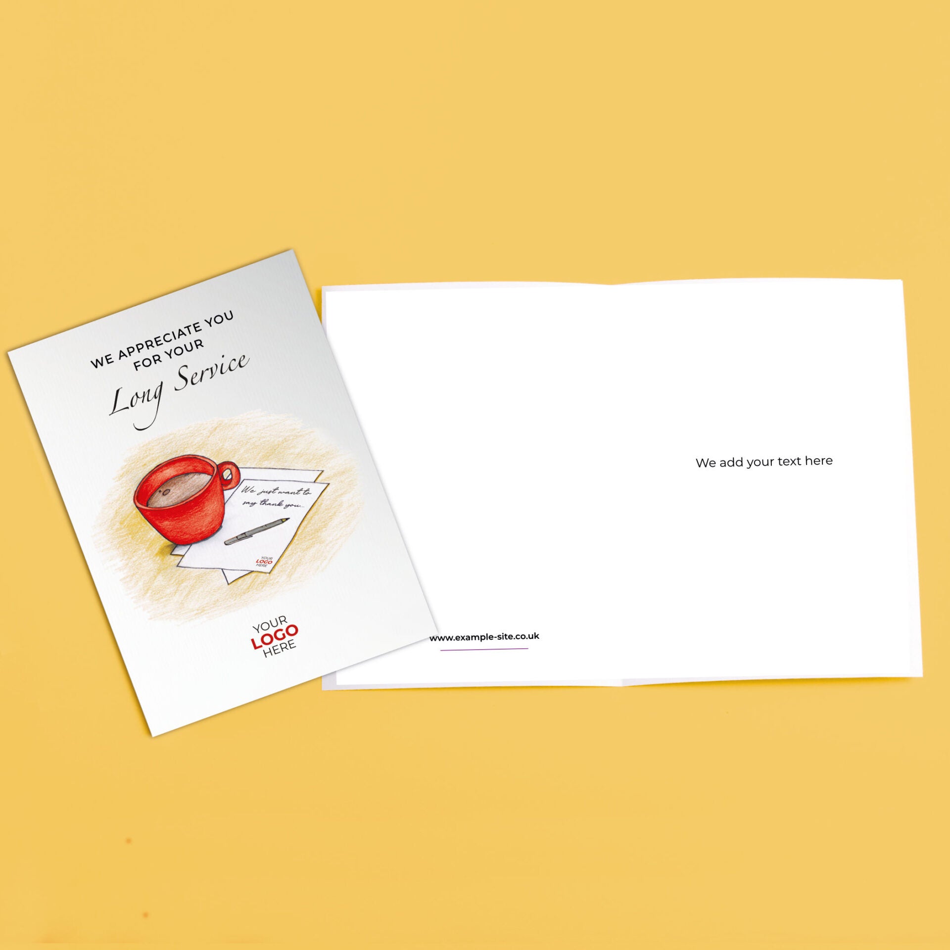 ‘Mug & Note’ Personalised Corporate Branded Staff Appreciation Greeting Cards image 3