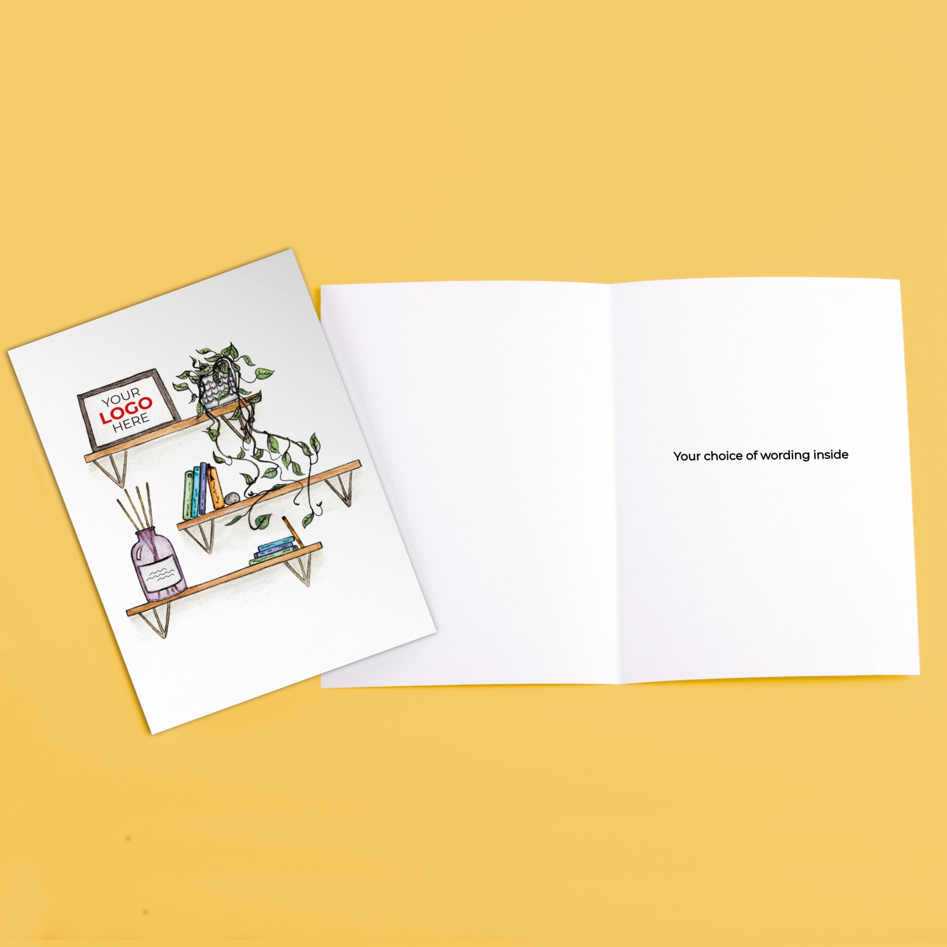 ‘Shelves’ Personalised Corporate Branded Open Greeting Cards image 3