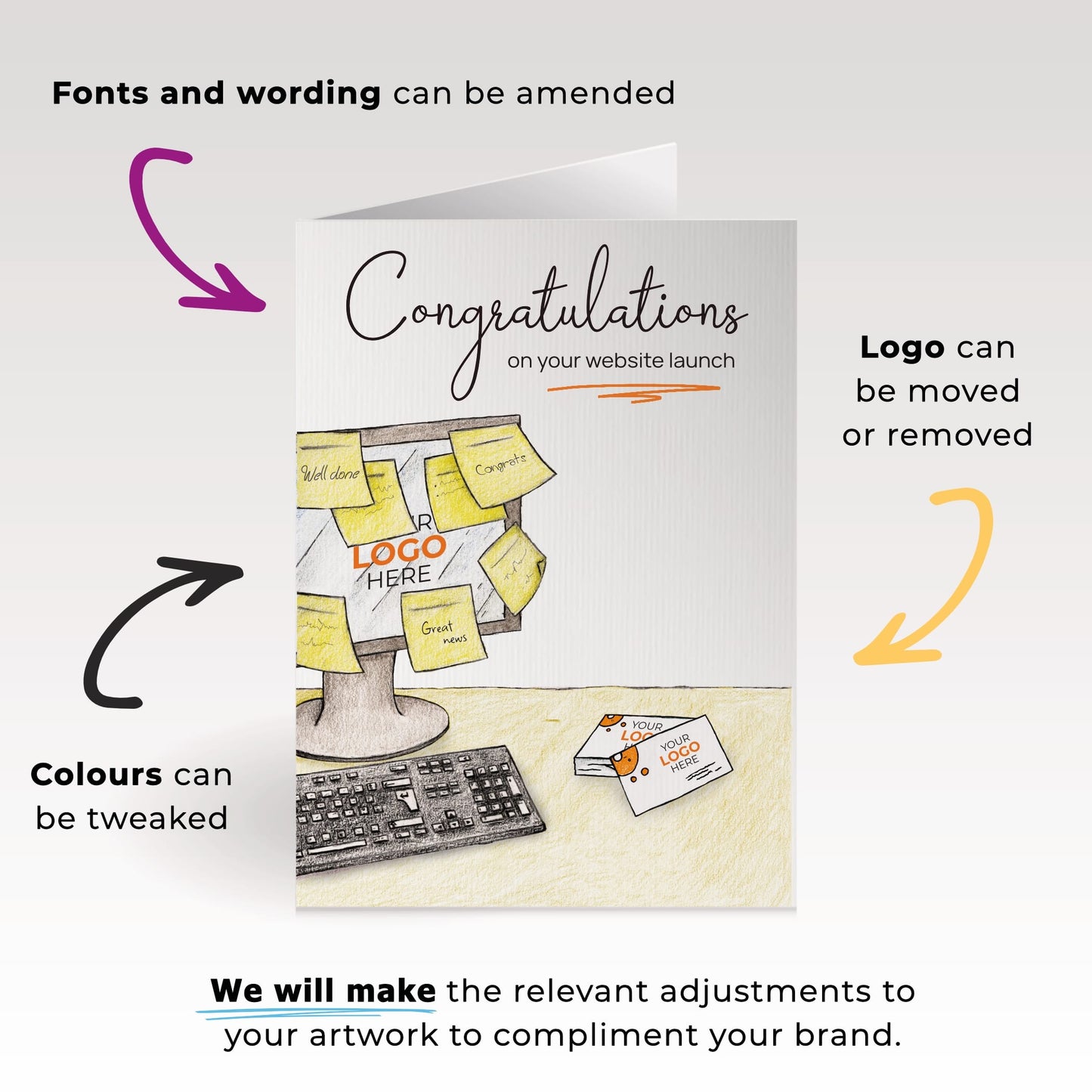 ‘Sticky Notes’ Personalised Corporate Branded Creative Industries Greeting Cards image 1