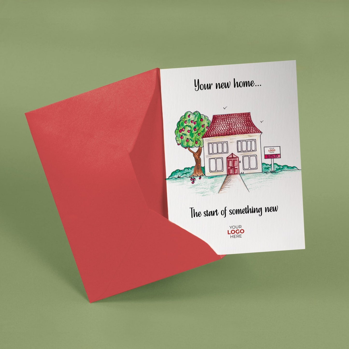 ‘Apple Tree House’ Personalised Corporate Branded Property Greeting Cards image 2