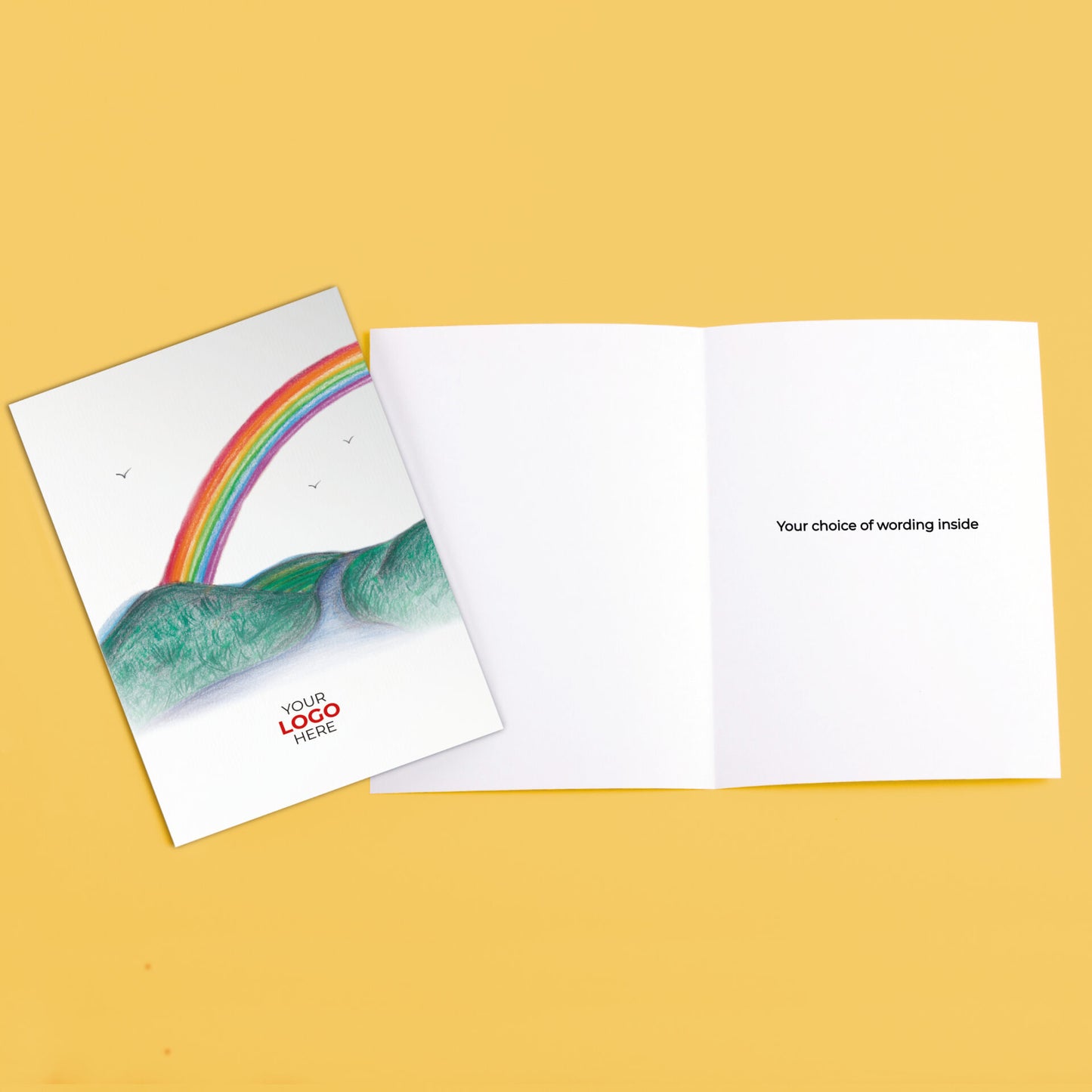 ‘Rainbow’ Personalised Corporate Branded Open Greeting Cards image 3