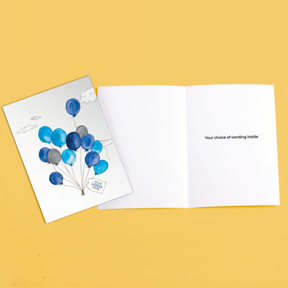 ‘Balloons in Clouds’ Personalised Corporate Branded Open Greeting Cards image 3