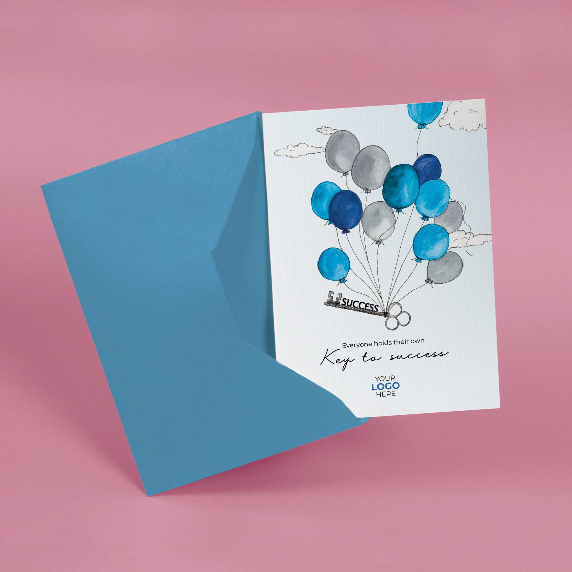 ‘Balloons with Success Key’ Personalised Corporate Branded Coaching Greeting Cards image 4